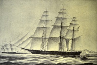Currier＆Ivesイラスト19世紀。クリッパー船ハリケーン 作： N. and Ives, J.M. Currier