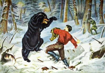 Currier＆Ivesイラスト19世紀。ハンターの生活。タイトな修正。 作： N. and Ives, J.M. Currier