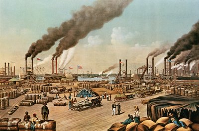 堤防-ニューオーリンズ、1884 作： N. and Ives, J.M. Currier