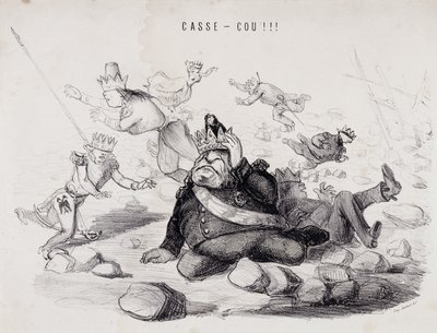 ダレノガレ!!!(首が折れる)。パリで新聞 "La Caricature "を発行する印刷業者Gabriel Aubertによるリトグラフ。 作： Nadar