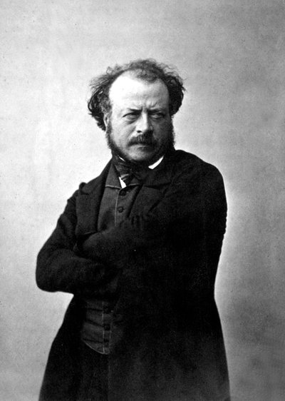 フランスの彫刻家オーギュスト・プルー、ナダール撮影、1854年頃 作： Nadar