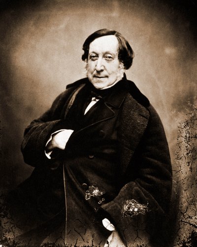 作曲家ジョアキーノ・ロッシーニ（1792-1868）の肖像（写真 作： Nadar