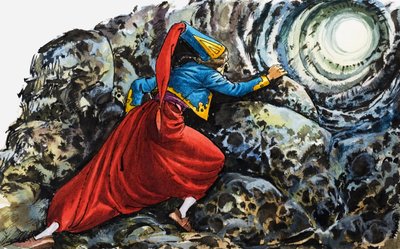 ミュンヒハウゼン男爵の不思議な冒険（紙にグワッシュ） 作： Nadir Quinto