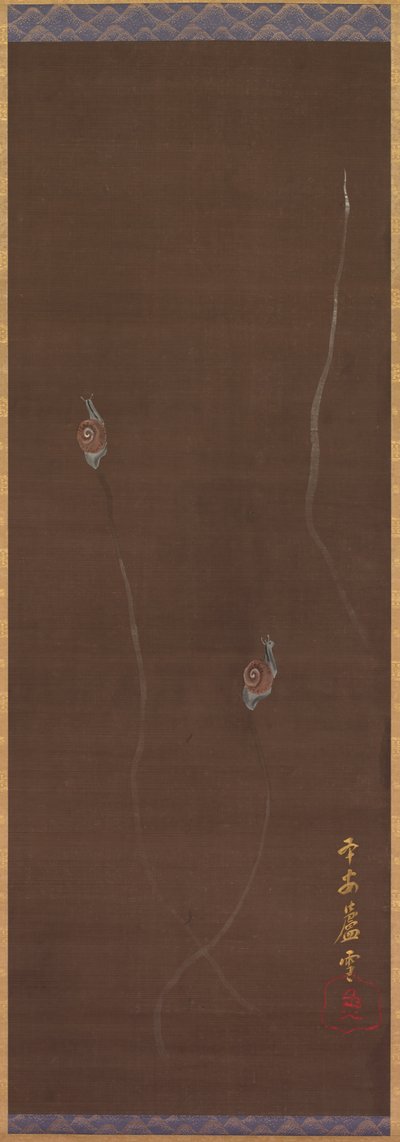 壁の上のカタツムリ、1700年代。 作： Nagasawa Rosetsu