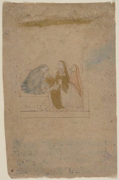 アテンダントを持つ女性、ca。 1775-80。 作： Nainsukh