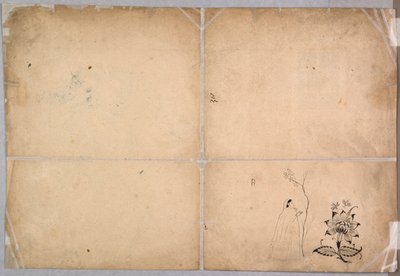 ムハンマド・シャーの前に中庭で戦う2頭の象 作： Nainsukh
