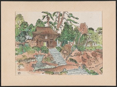 松野寺でテンペル 青葉山松尾寺（題名） ハウツネデス・ファン・ハイリゲ観音堂（連載タイトル） 神聖な観音寺院のウーブロック プリント (オブジェクトのシリーズ タイトル) 木版画観音霊場線 作： Nakazawa Hiromitsu
