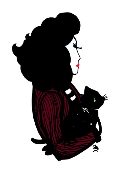 ギャラクシー木曜日の猫、2021年（カードにインク） 作： Nancy Moniz Charalambous
