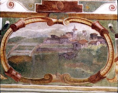 フランチェスコ・デ・メディチ（1541-87）の「Studiolo」（書斎） メディチ家の別荘のひとつを描いたフリーズの詳細 作： Nanni di B. Bigio and Bartolomeo Ammannati