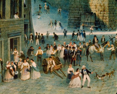 ペルージャのグリマーナ広場での休暇、ナポレオーネ ヴェルガ (1833-1916) 作： Napoleone Verga