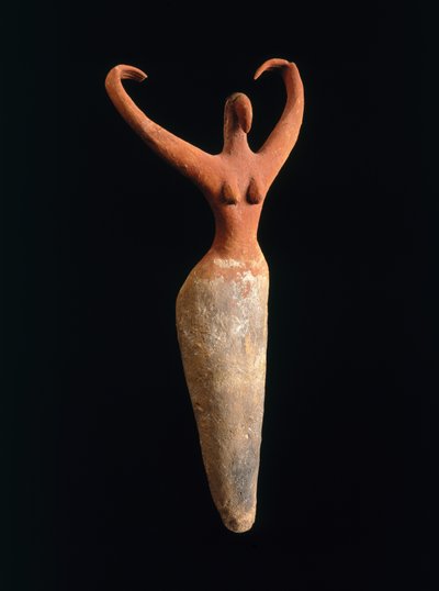 女性像、ca。西暦前3500年から3400年（粘土と顔料） 作： Naqada I Period Egyptian