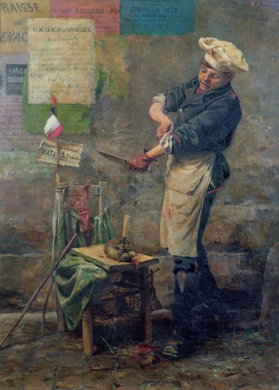 1870年のパリ包囲戦時のネズミ売り 作： Narcisse Chaillou
