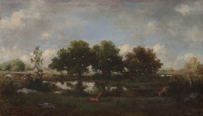 牡鹿のいる森の風景 作： Narcisse Virgile Diaz de laPeña