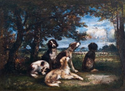 フォンテーヌブローの森の犬たち（油彩・板） 作： Narcisse Virgilio Diaz de la Peña