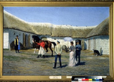 馬のブリーダー。 Narkis Nikolaevich Bunin (1856-1912) による絵画。 キャンバスに油彩、80 x 125 cm 作： Narkis Nikolaevich Bunin