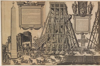 サンピエトロ広場のオベリスクの建立 作： Natale Bonifazio da Sebenico