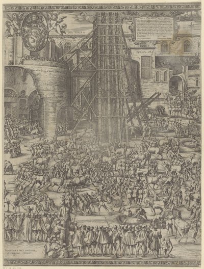 サンピエトロ広場のオベリスクの建立 作： Natale Bonifazio da Sebenico