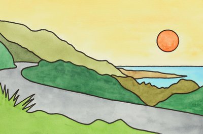 海岸道路の夕日 作： Natalie Bruns