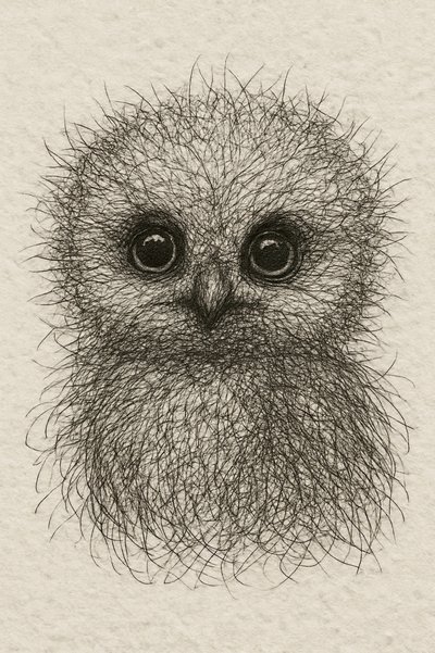 ふわふわでかわいい赤ちゃんフクロウ 作： 