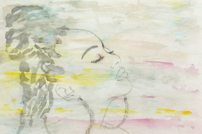 夢見る女性 水彩画 作： Natalie Bruns