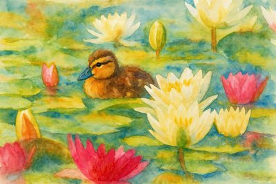 ユリの花の間のアヒルの子 作： 