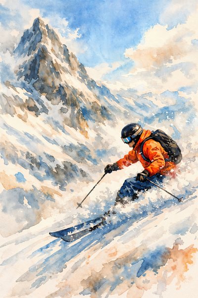 ダイナミックな山岳スキーヤー 作： 