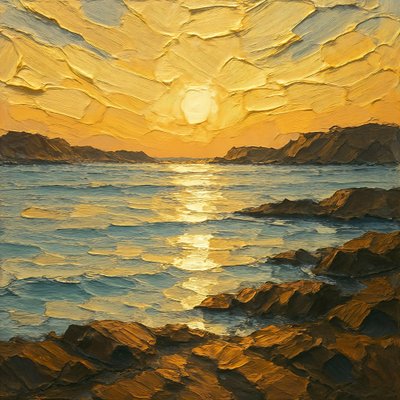 黄金の海の夕日 作： Natalie Bruns