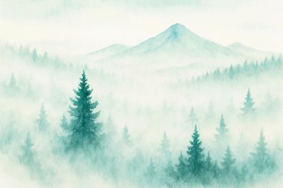 霧の森林の山々 作： Natalie Bruns