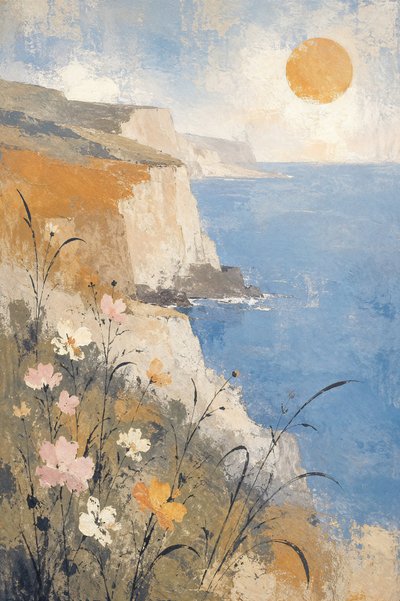 日差しの降り注ぐ海岸の花々 作： Natalie Bruns