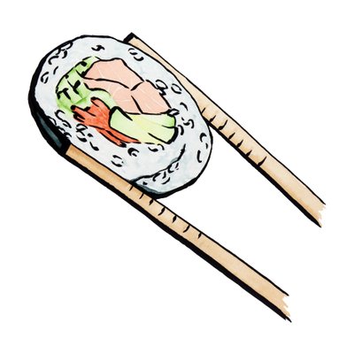 箸を持った巻き寿司 作： 