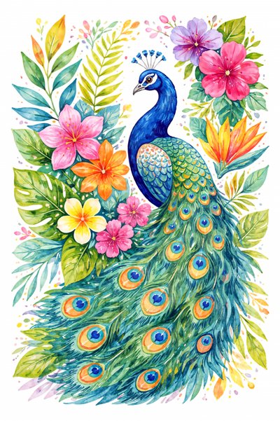 鮮やかなクジャクの花 作： Natalie Bruns