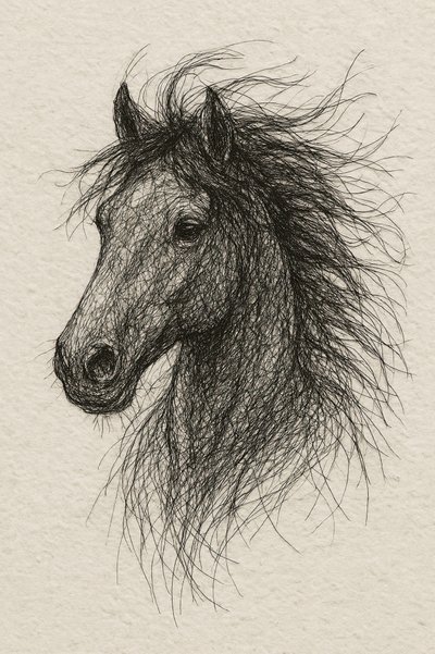 野生の馬のスケッチ 作： 