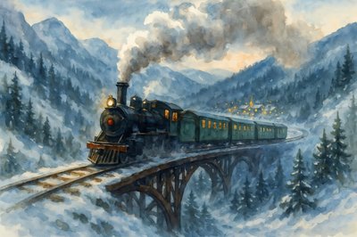 冬の鉄道村のイルミネーション 作： 