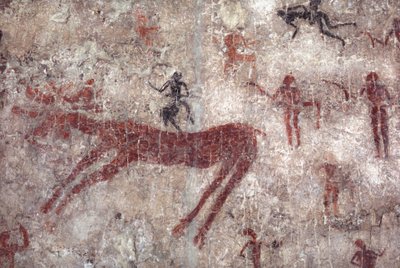 新石器時代の狩猟と狩人の壁画 Catal Huyuk 作： Nathan Benn