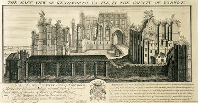 「ウォリック郡のケニルワース城の東の眺め」、1729 年 作： Nathaniel Buck
