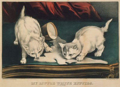 My Little White Kitties - Into Mischief, 1871., 1871. 作成者: Nathaniel Currier、James Merritt Ives、Currier and Ives. 作： Currier and Ives
