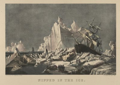 氷に挟まれた, 1876-94., 1876-94. 作成者: ナサニエル カリアー、ジェームズ メリット アイヴス、カリアー アンド アイヴス。 作： Currier and Ives