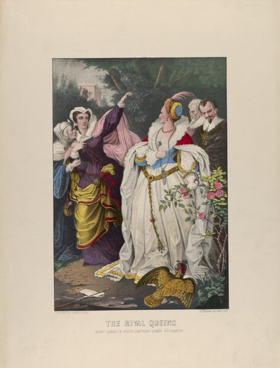 ライバルの女王 - エリザベス女王に逆らうスコットランドのメアリー女王, 1857-72., 1857-72. 作成者: ナサニエル カリアー、ジェームズ メリット アイヴス、カリアー アンド アイヴス。 作： Currier and Ives