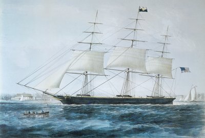 アメリカのクリッパー船「ナイチンゲール」、ニューヨークにて 作： Nathaniel Currier