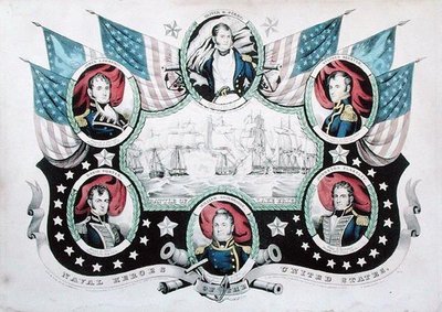 エリー湖の戦いと米海軍の英雄たちの肖像画 作： Nathaniel Currier