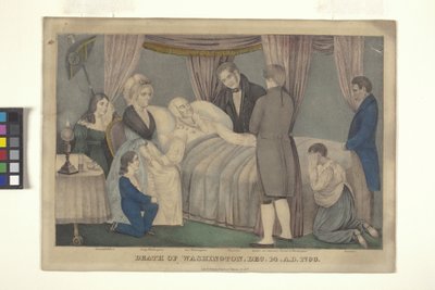 ワシントンの死 (手描きのリトグラフ) 作： Nathaniel Currier