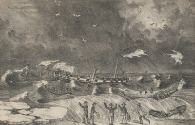 1837 年 1 月 2 日、1848 ～ 56 年、ヘンプステッド ビーチでのメキシコの恐ろしい難破船。 作： Nathaniel Currier