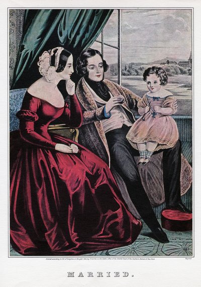 結婚、1845年。 作： Nathaniel Currier