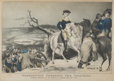 1847 年 12 月 25 日、トレントンの戦いの前夜のデラウェア州を横断するワシントン。 作： ナサニエル・キュリア