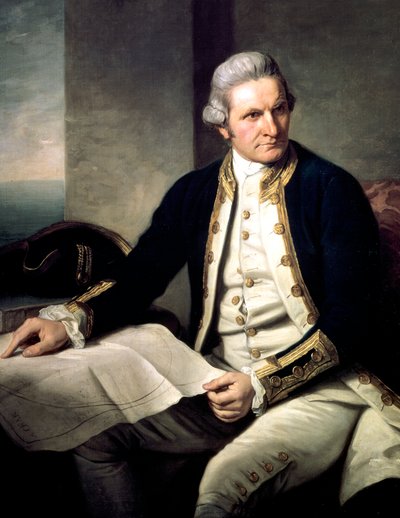 ジェームズ・クック、イギリスの探検家、航海士、水路学者、1775～1776年 作： Nathaniel Dance Holland