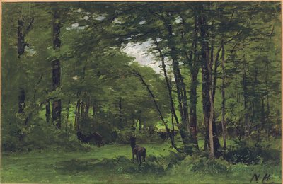 境界フェンス、フォンテンブローの森、1868年頃 作： Nathaniel II Hone