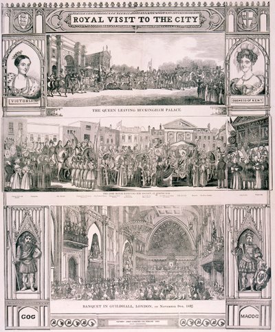 ヴィクトリア女王のロンドン市訪問、1837年 作： Nathaniel Whittock