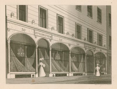 Messrs Everington、インドのショール倉庫、10 Ludgate Street、ロンドンの店頭 作： Nathaniel Whittock