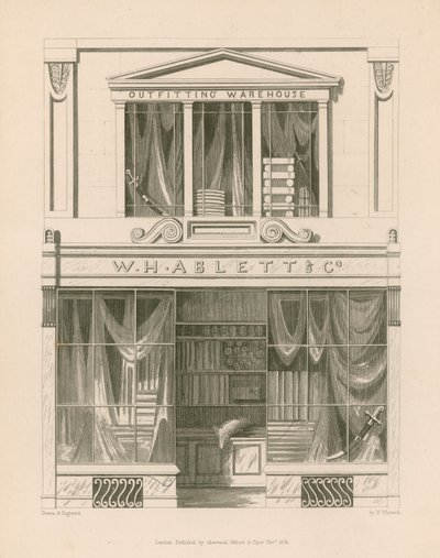 WH Ablett、Outfitting Warehouse、コーンヒル、ロンドンの店頭 作： Nathaniel Whittock