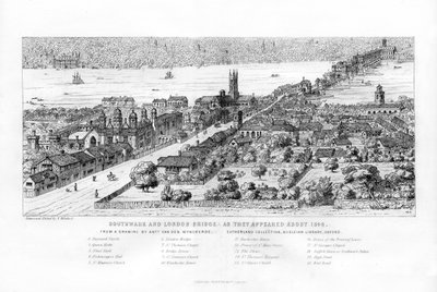 1546年、1860年頃に登場したサザークとロンドンブリッジ。 作： Nathaniel Whittock